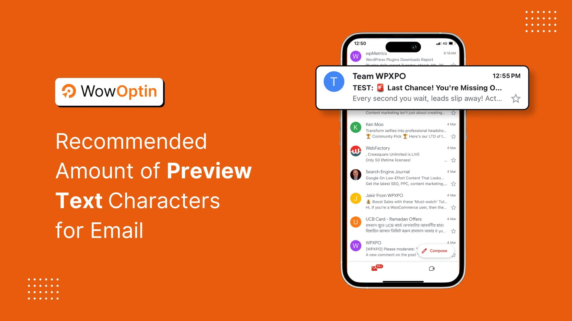 what is the recommended amount of characters for preview text
