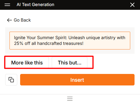 Genrate variations or rewrite texts using WowOptin's AI feature