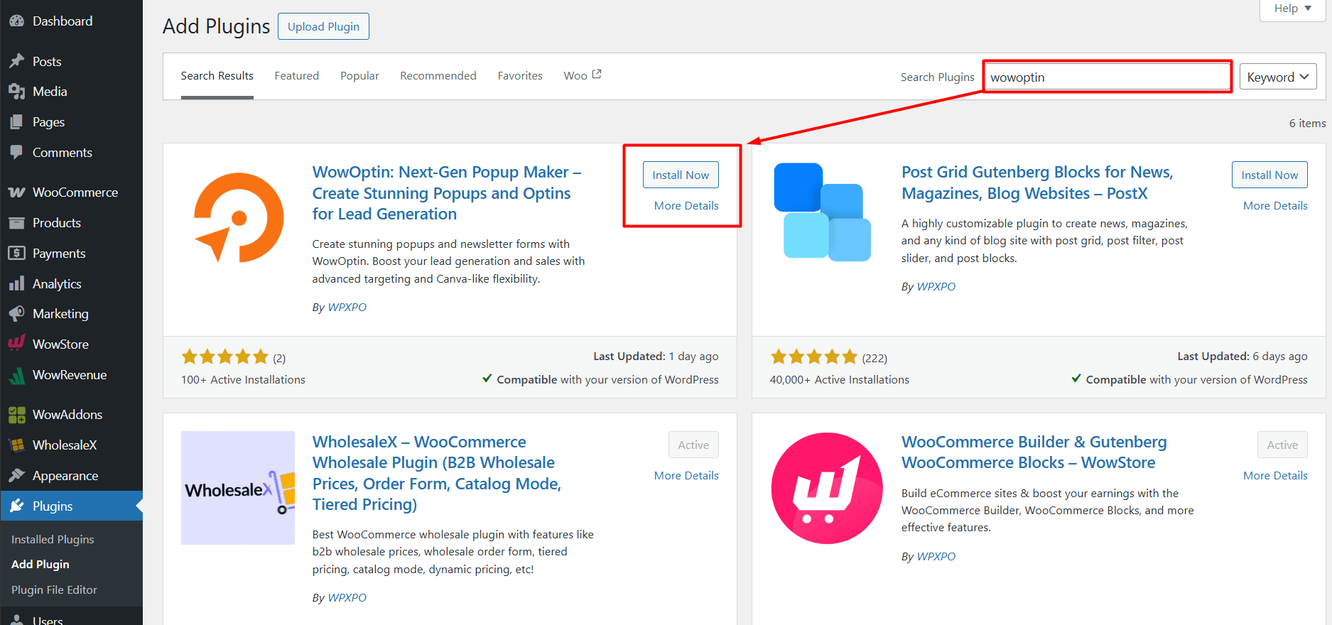 Install and Activate WowOptin