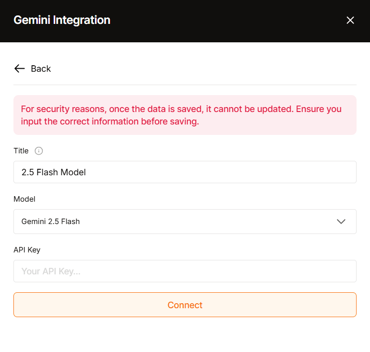 Setting up Google Gemini API credential in the WowOptin integration section
