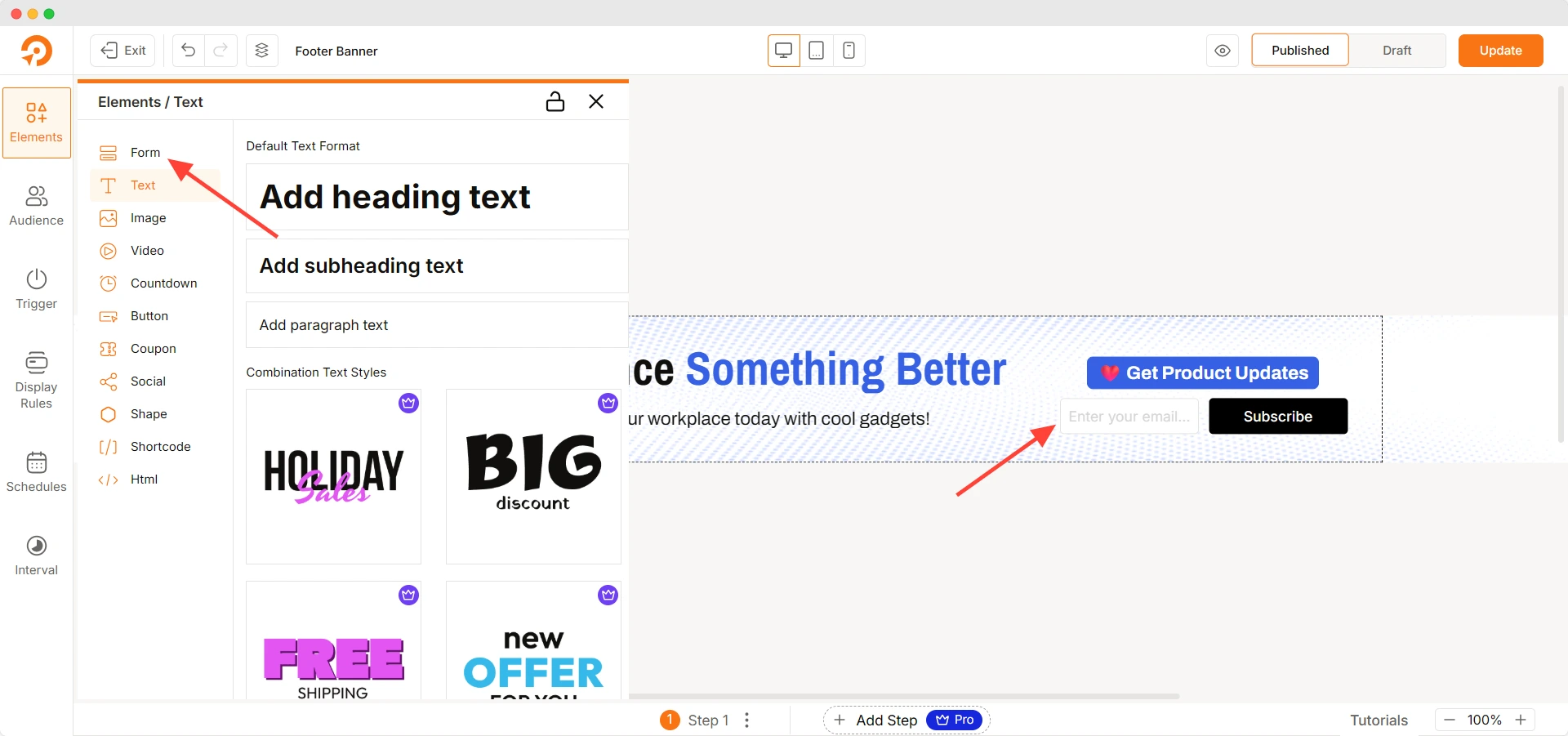 add essential elements for the banner
