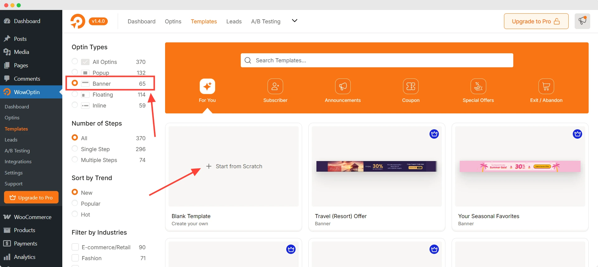 choose premade banner template or start from scratch