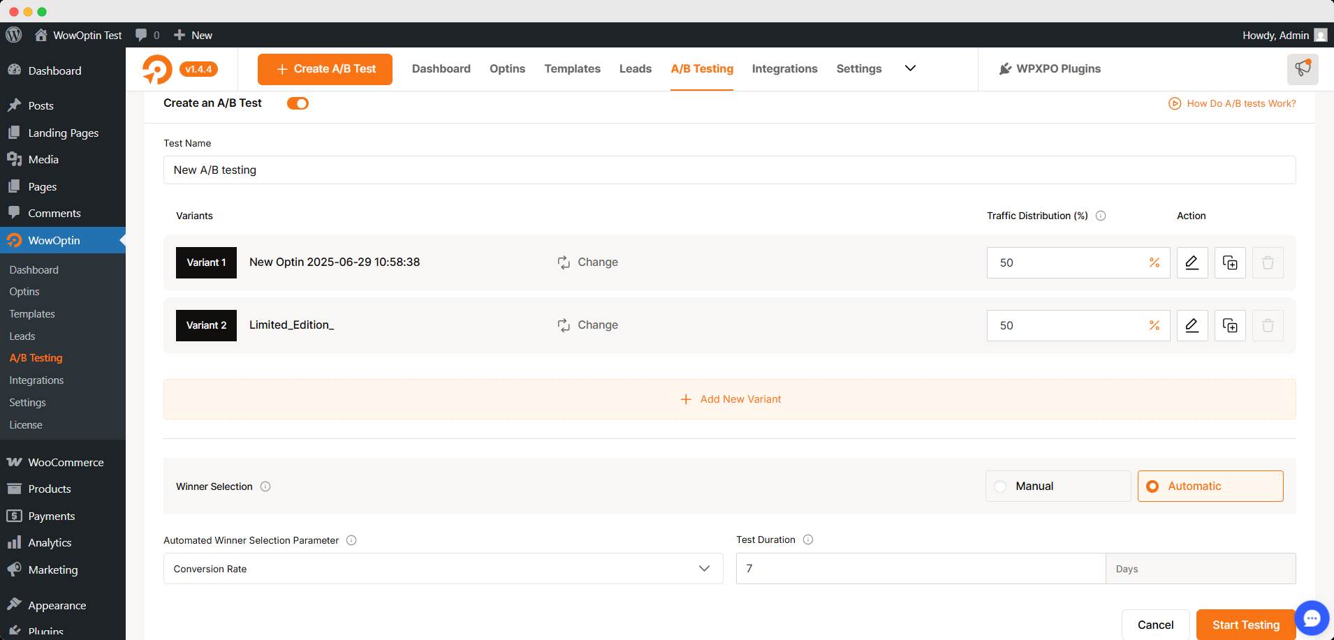 A/B testing
