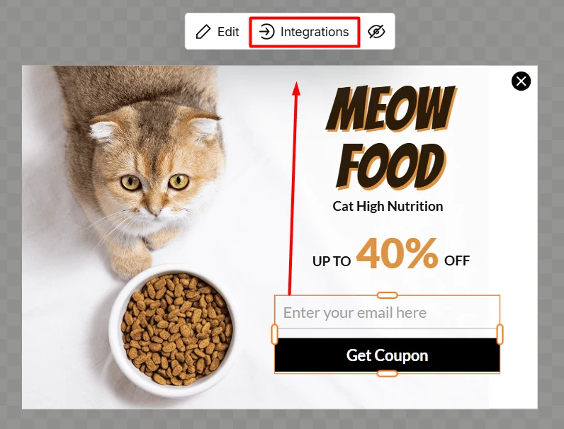 Click on the form button to get the integration option