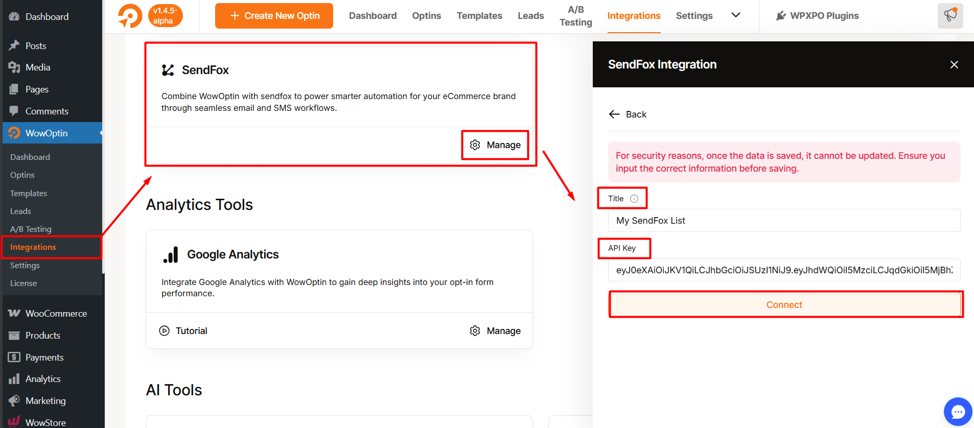 Connect SendFox with WowOptin
