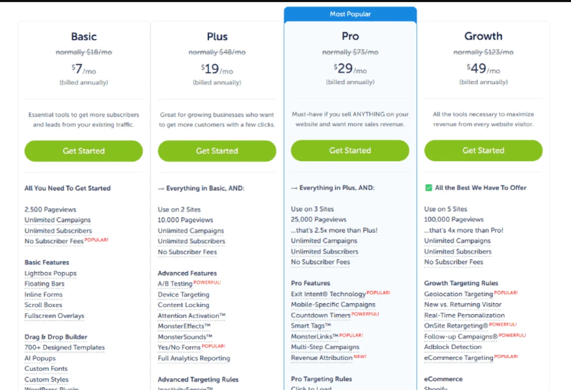 OptinMOnster Pricing