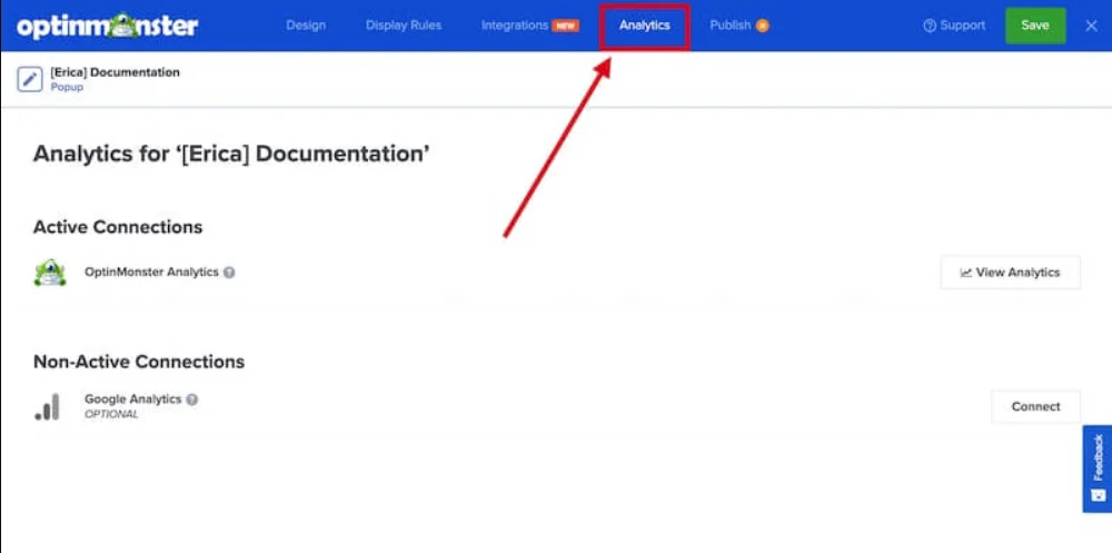 OptinMonster ANalytics Tab