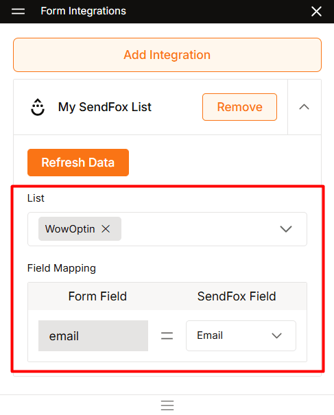 Setup the SendFox Integration in the WowOptin Builder