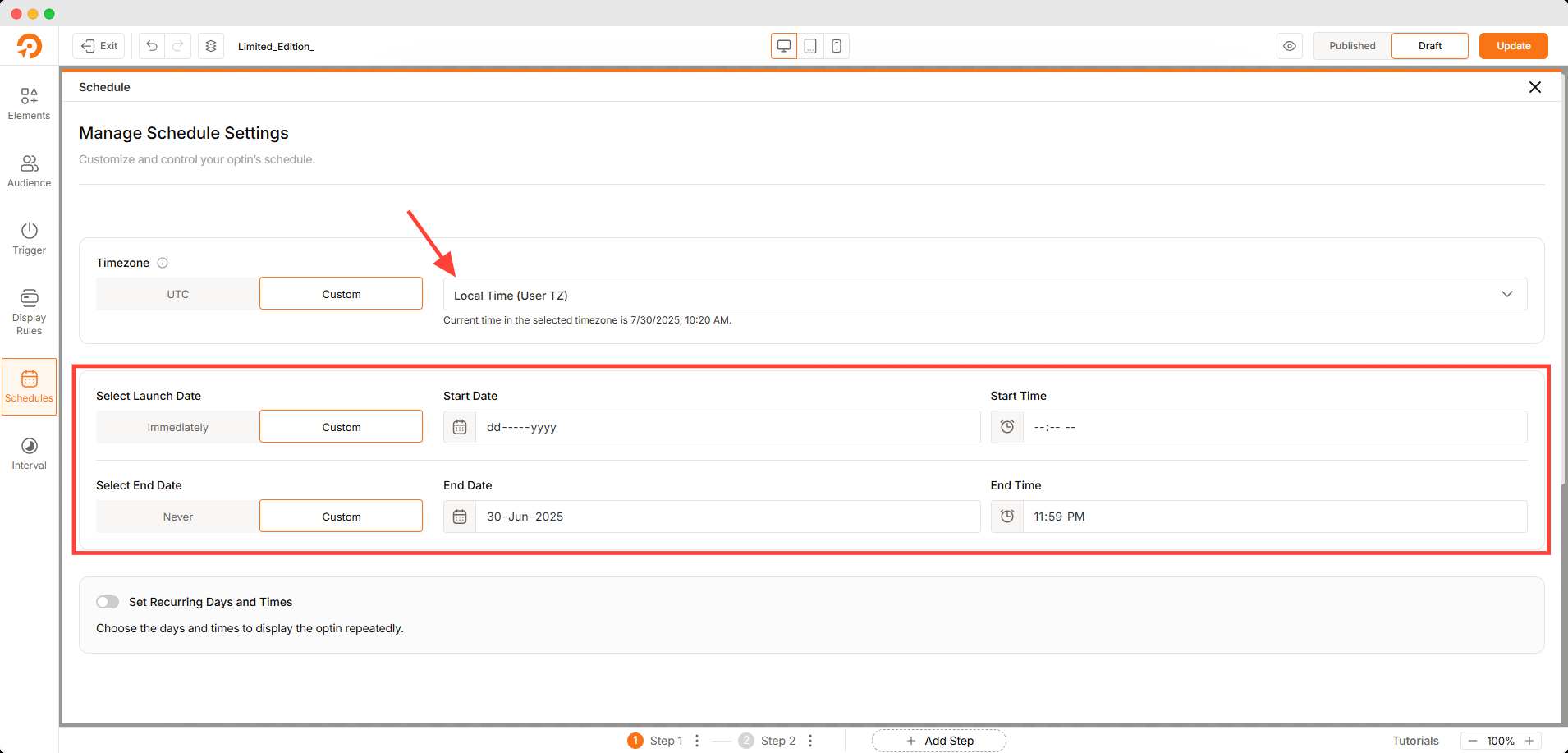 wowoptin Flexible Scheduling