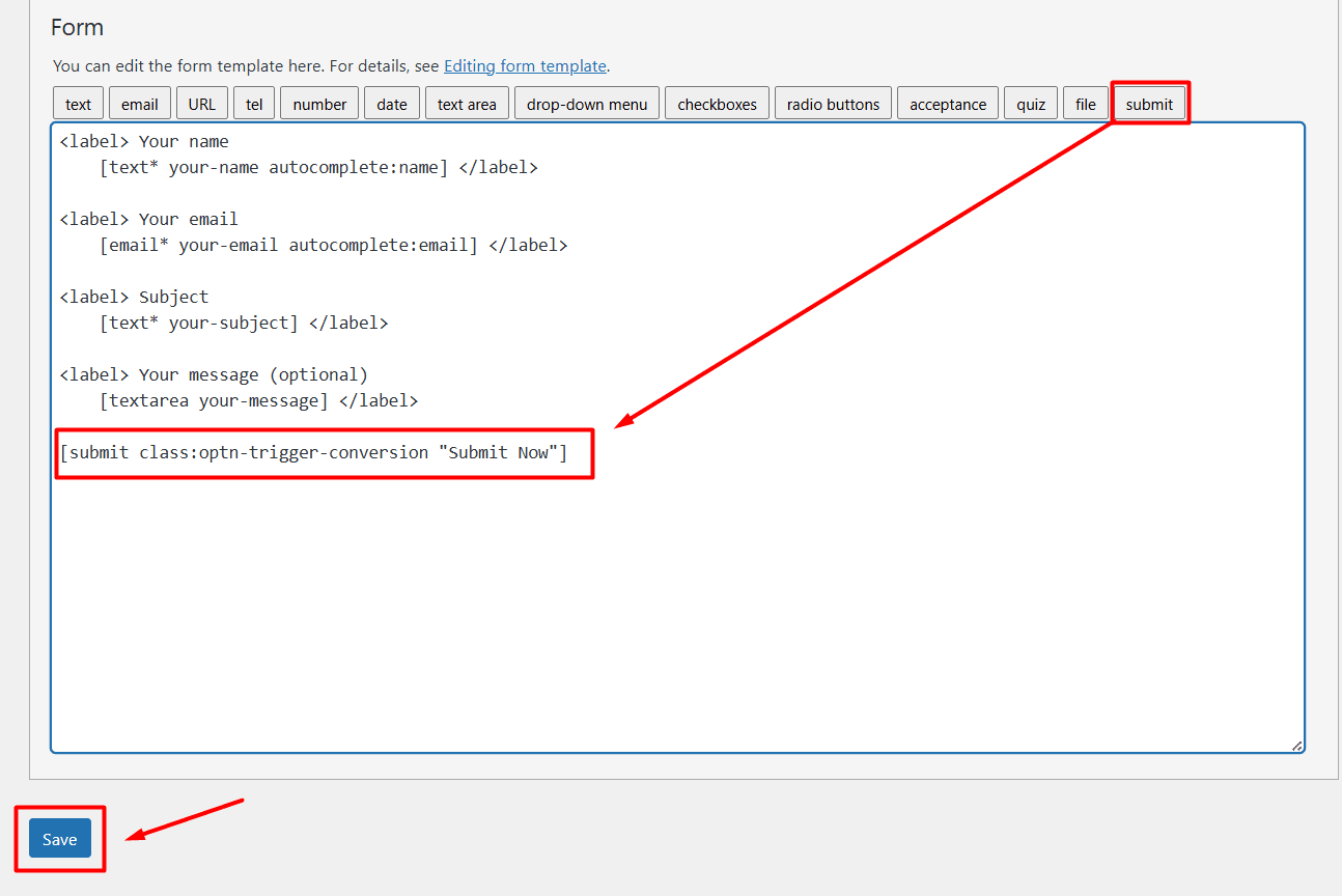 Add the Submit trigger with WowOptin Tracking CSS Class