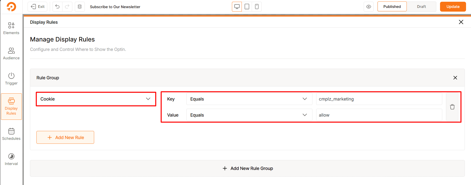 Adding Cookie Rules in WowOptin with Complianz