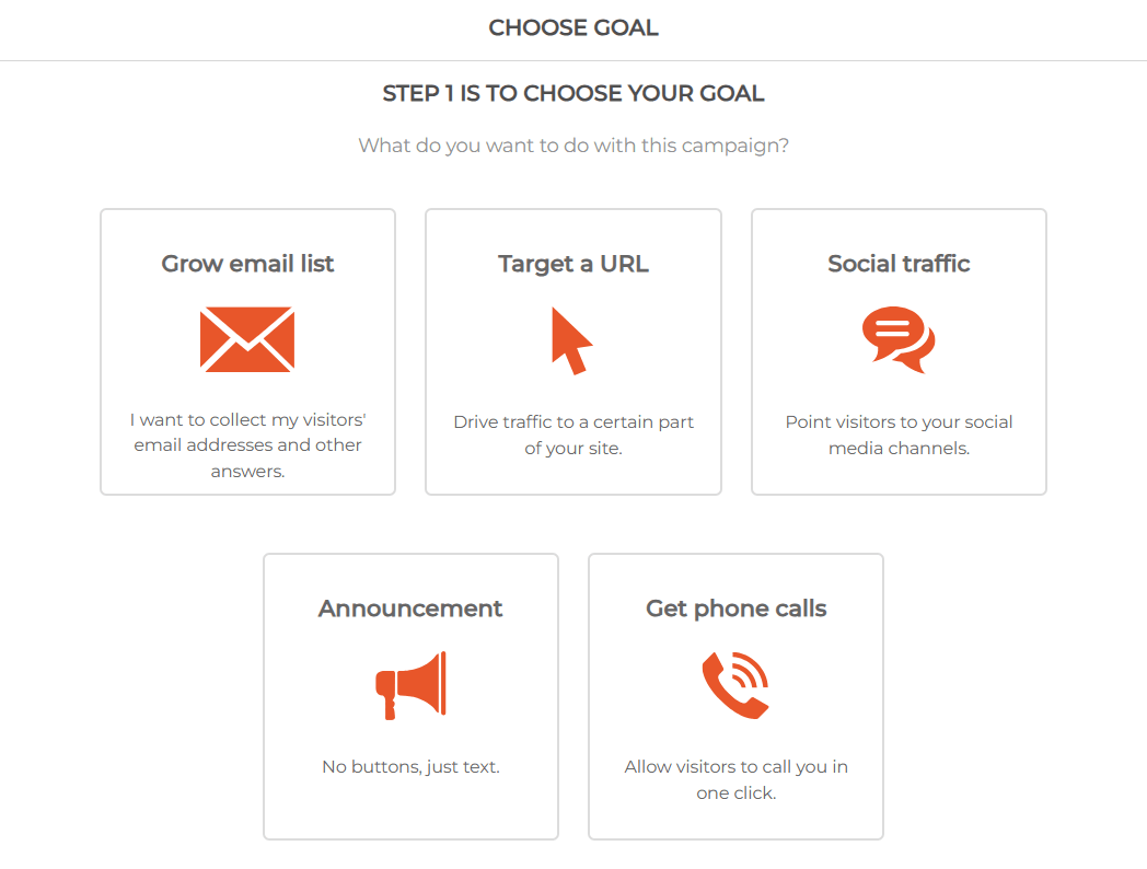 HelloBar Popup Goal Setting
